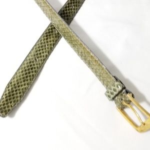 Vtg Bloomingdales Snake Skin Belt Womens 38 Green